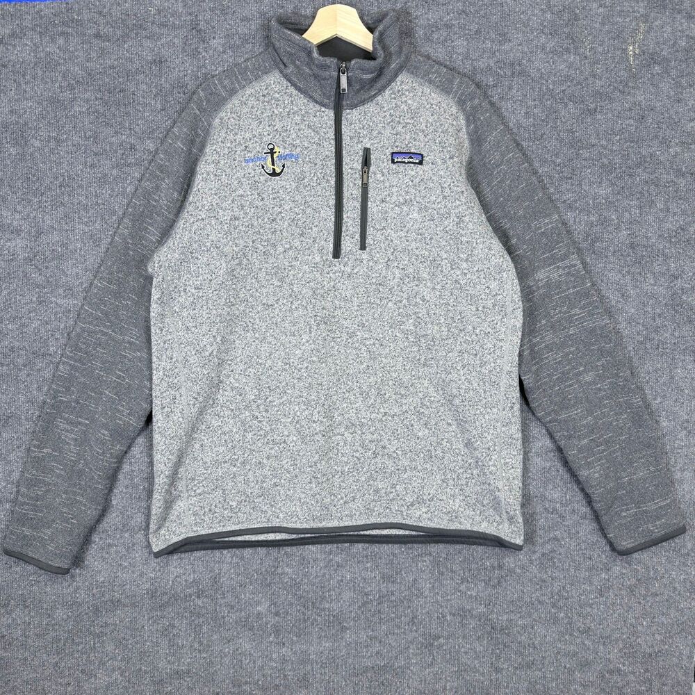 Patagonia Mens Better Sweater 1/4 Zip Pullover Fleece Size XL Heather Gray Logo